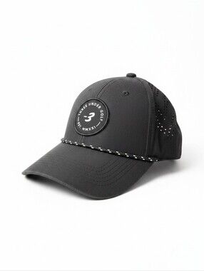 Three Under Golf Black Rope Snapback Hat Performance Breathable Cap OSFM